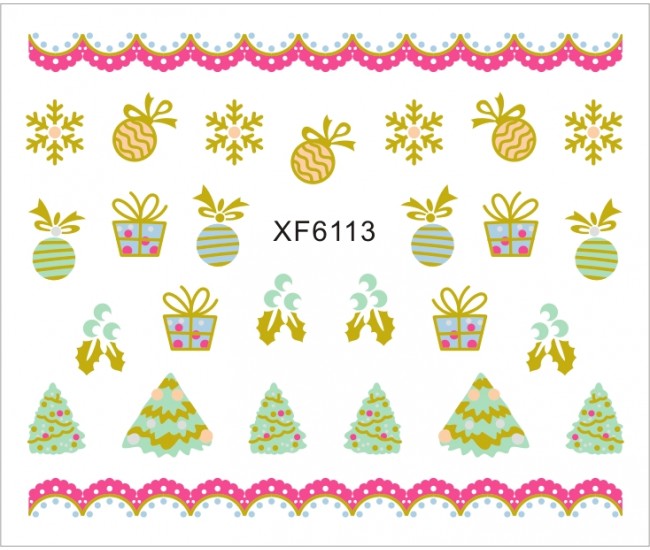 Sticker nail art Lila Rossa, pentru Craciun, Revelion si iarna, 7.2 x 10.5 cm, xf6113