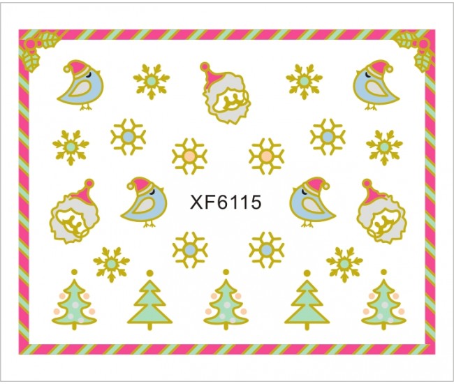 Sticker nail art Lila Rossa, pentru Craciun, Revelion si iarna, 7.2 x 10.5 cm, xf6115