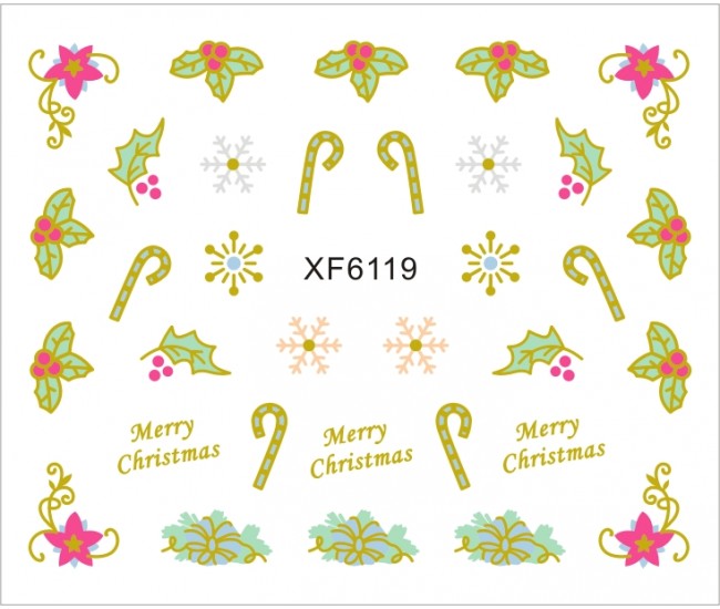 Sticker nail art Lila Rossa, pentru Craciun, Revelion si iarna, 7.2 x 10.5 cm, xf6119