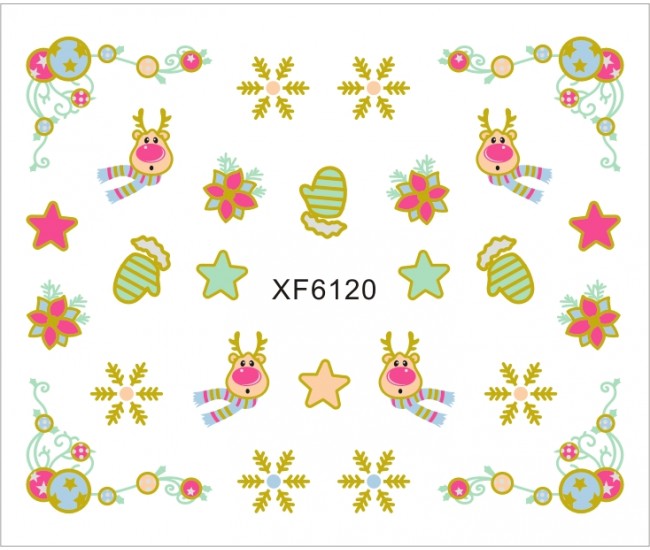 Sticker nail art Lila Rossa, pentru Craciun, Revelion si iarna, 7.2 x 10.5 cm, xf6120
