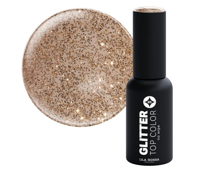 Oja semipermanenta Lila Rossa, Bliss glitter top color, gold, 7 ml