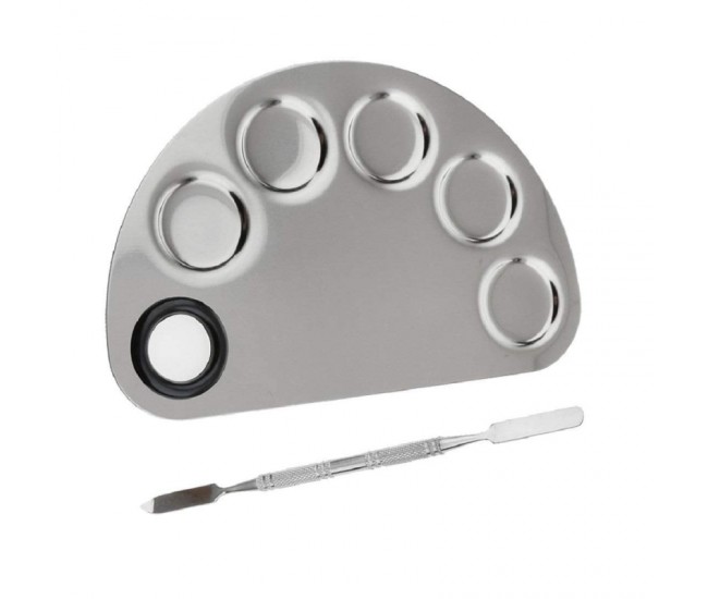 Paleta mixare fond de ten sau vopsele acrilice cu spatula, Lila Rossa semirotunda cu 5 compartimente