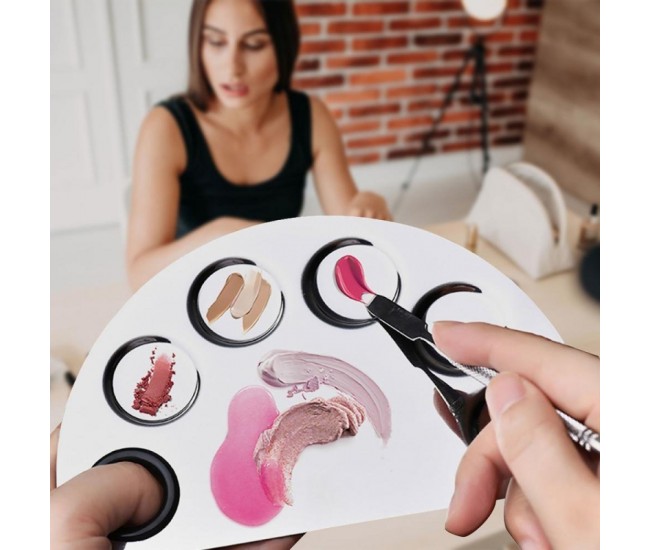 Paleta mixare fond de ten sau vopsele acrilice cu spatula, Lila Rossa semirotunda cu 5 compartimente