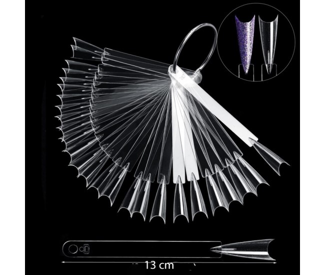 Paletar expunere culori, cu tipsuri unghii false 50 culori, Transparent