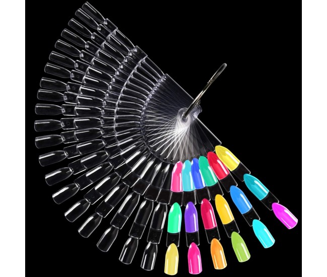 Paletar tipsuri unghii false prezentare 50 culori, Transparent