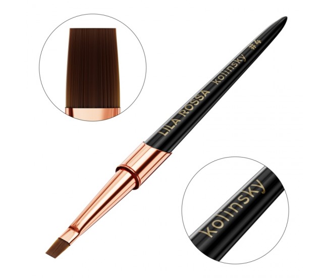 Pensula unghii Flat Gel brush Lila Rossa VIP Premium Kolinsky #4