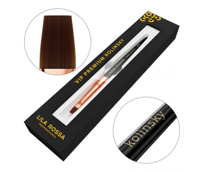 Pensula unghii Flat Gel brush Lila Rossa VIP Premium Kolinsky #6