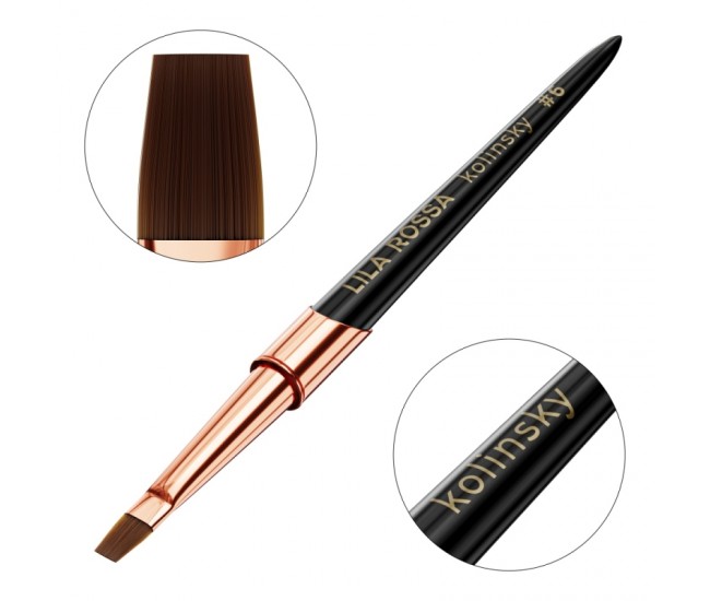 Pensula unghii Flat Gel brush Lila Rossa VIP Premium Kolinsky #6