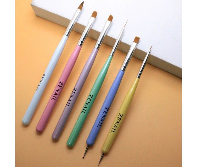 Set 6 pensule unghii Zenail multicolor