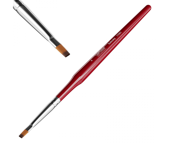 Pensula unghii pentru nail art Kolinsky, Lila Rossa, cu cristale, varf drept, nr 4