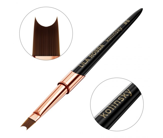 Pensula unghii U shape Brush french Lila Rossa VIP Premium Kolinsky #6