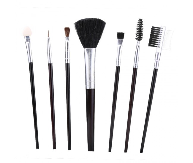 Pensule makeup set 7 cu husa din material