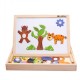 Puzzle Karemi din lemn, tabla cu 2 fete, magnetica si table pentru creta, cu animale
