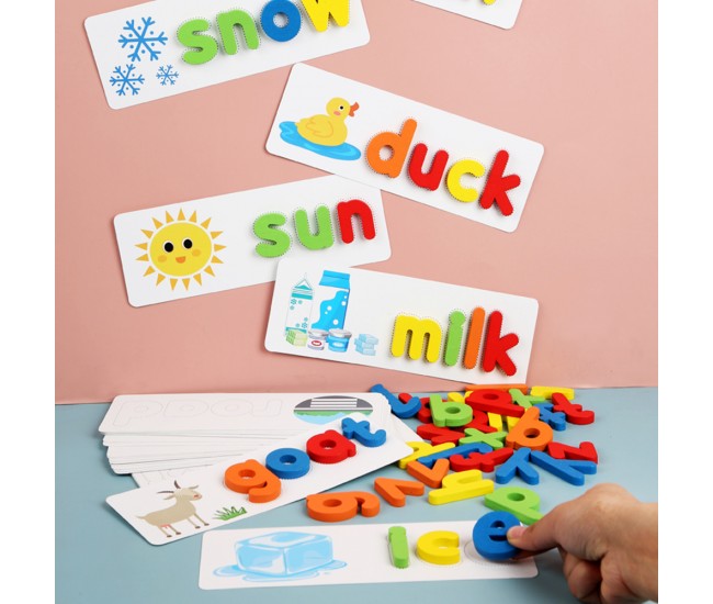 Puzzle Karemi, joc de ortografie, spelling game, joc educativ cu litere si animale, joc invatare limba engleza, K01B-10147