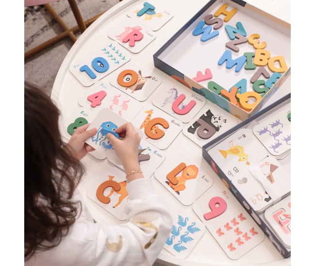 Puzzle Karemi, joc de ortografie, spelling game, joc educativ cu litere si cifre, joc invatare limba engleza, K01B-10149