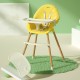 Scaun de masa Karemi, pentru bebe, multifunctional, cu tavita, galben