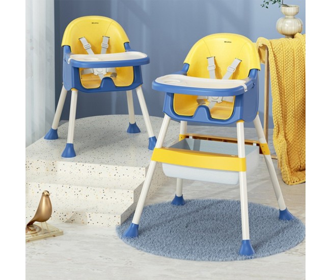 Scaun de masa Karemi, pentru bebe, multifunctional, cu tavita si compartiment depozitare, galben