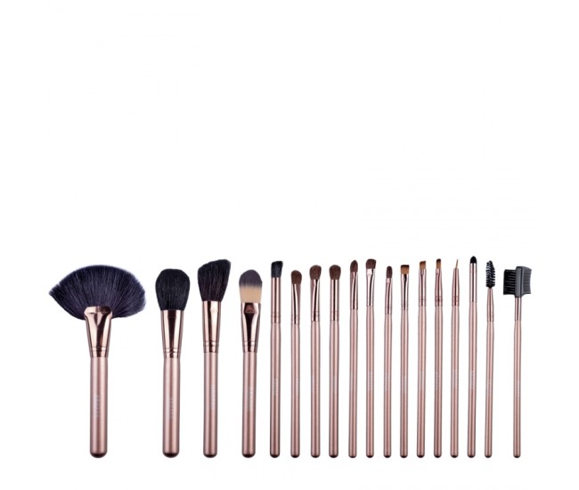 Set 18 pensule makeup, Megaga, Lila Rossa, cu husa aurie