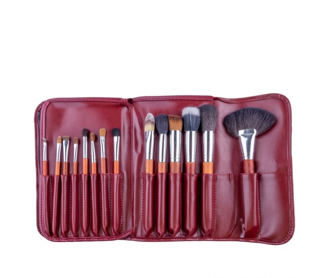 Set 22 pensule makeup Megaga cu husa visinie