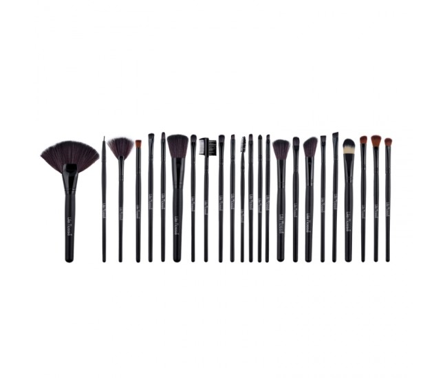 Set 24 pensule makeup, Lila Rossa, cu husa neagra