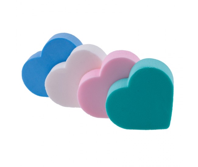 Set bureti Beautyblender, pentru aplicarea fondului de ten, in forma de inima, 4 buc