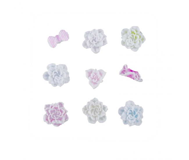 Set decoratiuni pentru unghii - decor floral din silicon, 9 buc