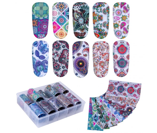 Set folii de transfer Lila Rossa, Mandalla Collection, 10 buc