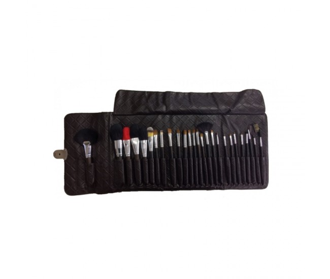 Set pensule makeup cu husa neagra, 26 buc