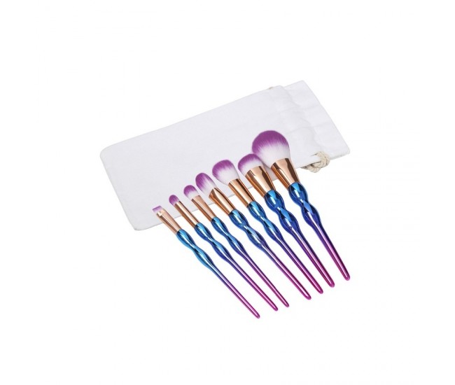 Set pensule makeup Lila Rossa, cameleon, cu husa alba, 7 buc