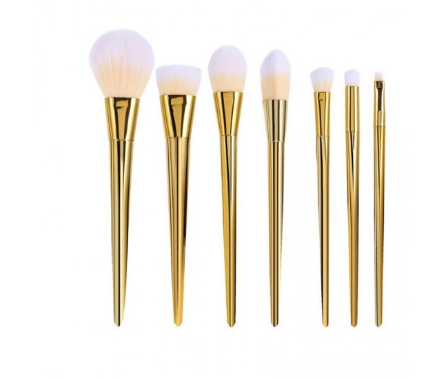 Set pensule makeup Lila Rossa, cu maner auriu, 7 buc