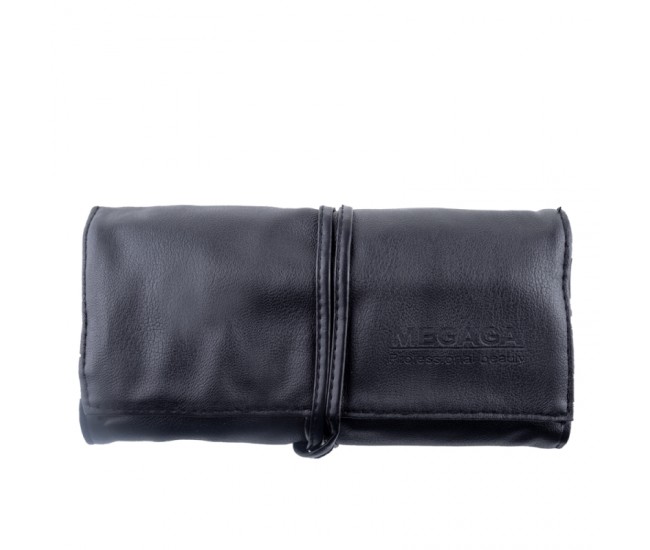 Set pensule makeup, Megaga, cu husa neagra, 18 buc