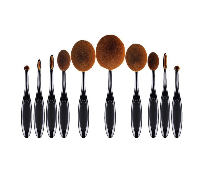 Set profesional makeup, 10 pensule machiaj, tip perie, beauty gold