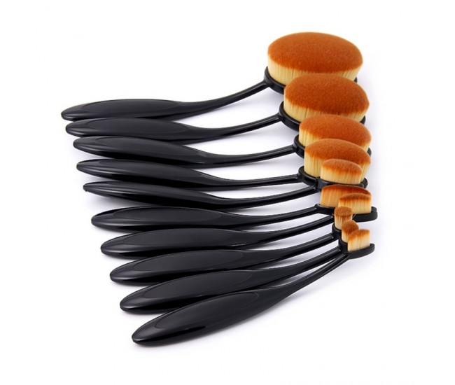 Set profesional makeup, 10 pensule machiaj, tip perie, beauty gold