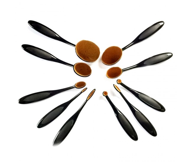 Set profesional makeup, 10 pensule machiaj, tip perie, beauty gold