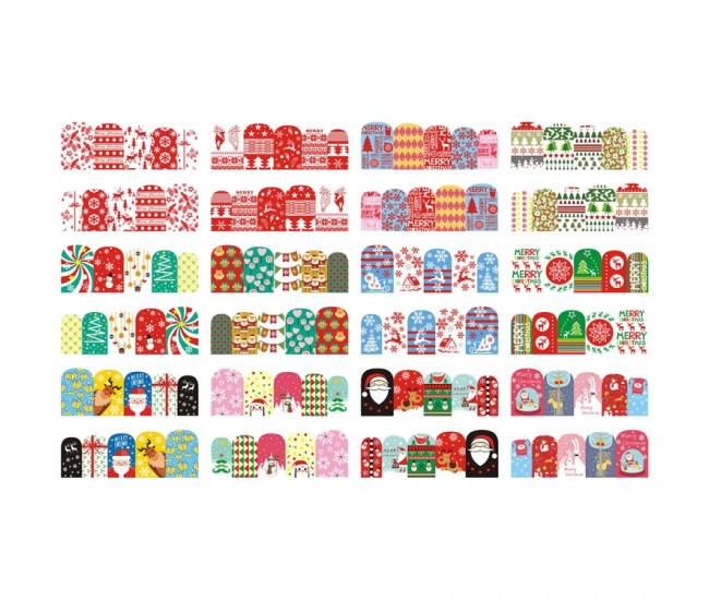 Set stickere nail art Lila Rossa, pentru Craciun, Revelion si iarna, 24 buc, bn-677-680