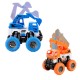 Set 8 jucarii excavator si macara, Karemi, portocaliu/albastru, din plastic, pentru copii de peste 3 ani