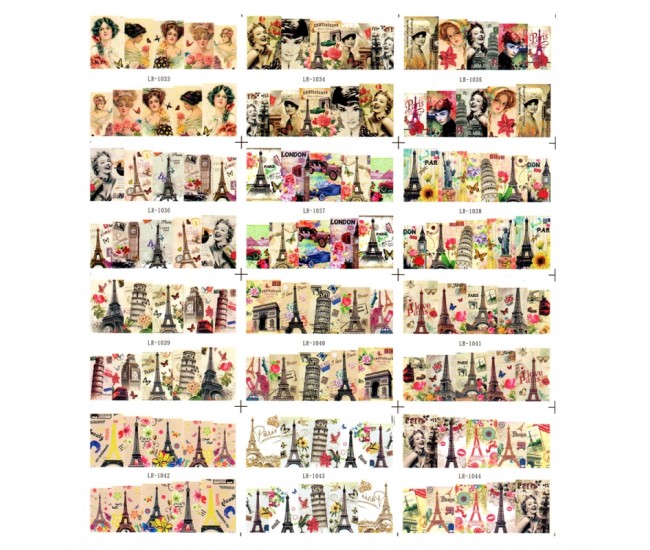 Sticker A4 pentru decor unghii, 1033-1044