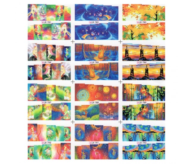 Sticker A4 pentru decor unghii, 12in1, V103-781-792