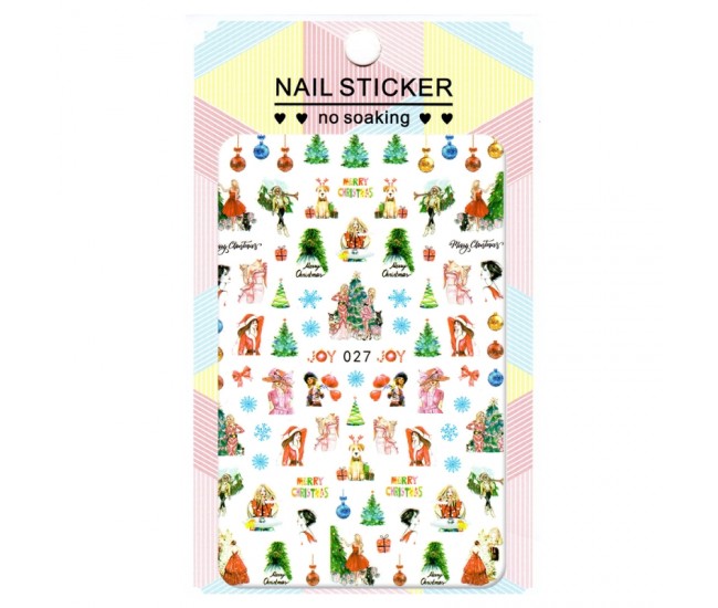Sticker Lila Rossa pentru decor unghii, Craciun Revelion si iarna, nail art xf027