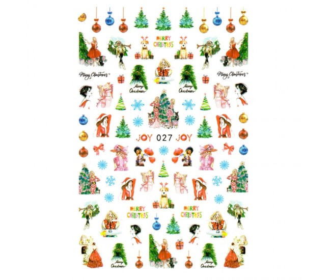 Sticker Lila Rossa pentru decor unghii, Craciun Revelion si iarna, nail art xf027