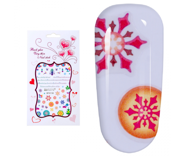 Sticker Lila Rossa pentru decor unghii, Craciun, Revelion si iarna, nail art, xf3118