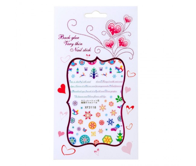 Sticker Lila Rossa pentru decor unghii, Craciun, Revelion si iarna, nail art, xf3118