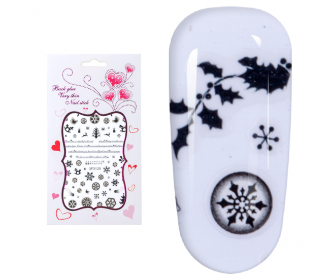 Sticker Lila Rossa pentru decor unghii, Craciun, Revelion si iarna, nail art, xf3120