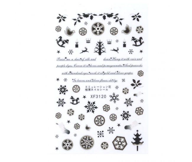 Sticker Lila Rossa pentru decor unghii, Craciun, Revelion si iarna, nail art, xf3120