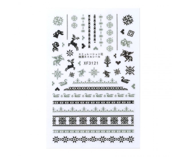 Sticker Lila Rossa pentru decor unghii, Craciun, Revelion si iarna, nail art, xf3121