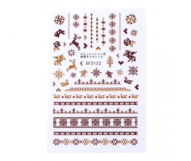 Sticker Lila Rossa pentru decor unghii, Craciun, Revelion si iarna, nail art, xf3122