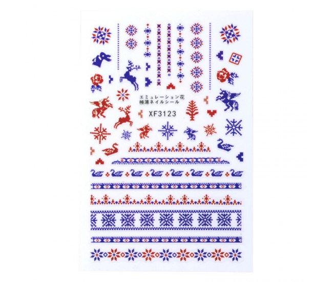 Sticker Lila Rossa pentru decor unghii, Craciun, Revelion si iarna, nail art, xf3123