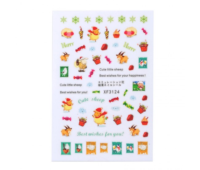 Sticker Lila Rossa pentru decor unghii, Craciun, Revelion si iarna, nail art, xf3124