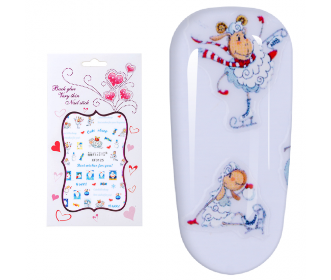 Sticker Lila Rossa pentru decor unghii, Craciun, Revelion si iarna, nail art, xf3125