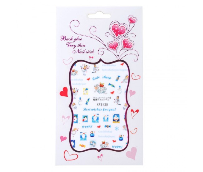Sticker Lila Rossa pentru decor unghii, Craciun, Revelion si iarna, nail art, xf3125